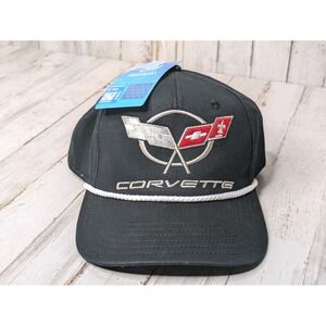 Corvette C5 Logo Hat Black White Rope Snapback Cap GM Licensed New With Tags